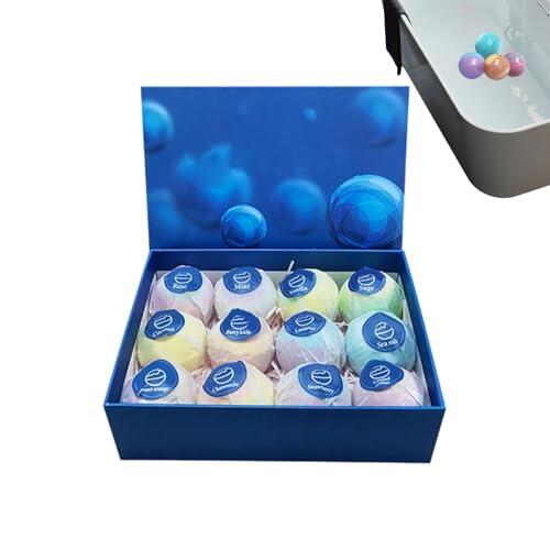 Bolas de Baño,12 Unidades de Espuma Relajante con Fragancias,Bomba de Ducha Salina | Ducha Bañera Regalos para Niños Niñas Cesta San Valentín Cumpleaños