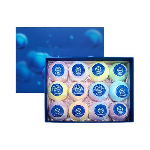 Bolas de Baño Artesanales | 12 Piezas Limpiador Corporal en Espuma Relajante con Fragancia,Bolas de Baño Burbujeantes para Niños y Niñas - Ducha Bañera Regalos para Niños Niñas Cesta San Valentín Cump