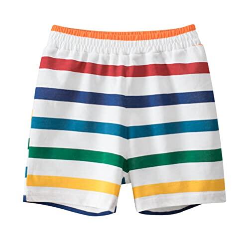 Generisch Pantalones cortos de verano para niños pequeños con estampado de rayas de color, pantalones cortos casuales, ropa exterior de moda para niños, Blanco, 2-3 años