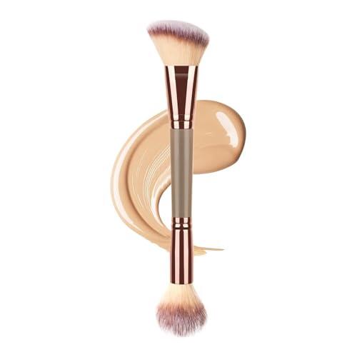 Brocha de Maquillaje Doble Punta,Cerdas Densas y Herramientas de Belleza,Brocha para Colorete, Contorno y Polvos - Para Bronceador, Colorete, Iluminador, Difuminado de Polvos, Uso