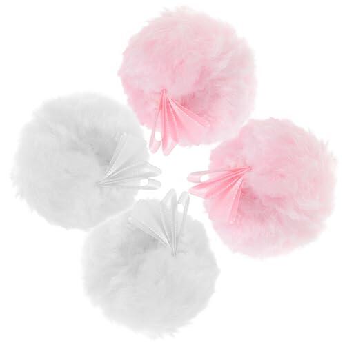 VINTORKY Borlas de Maquillaje Secas para Rostro, 4 Piezas Redondas de Borla de Polvo Portátil y, Almohadilla de Limpieza Facial para Polvos Sueltos y Rubor, Uso Varios estilos