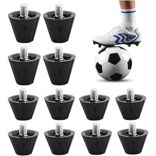JRYXDS 12 Tacos para Botas de Fútbol de Nylon y Aleación, 13mm y 16mm, Antideslizantes para Césped, Compatibles con Rosca M5, Negro, Diámetro Tornillo 5mm