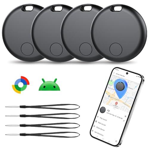 Android Smart Tracker Tag, Localizador Bluetooth Compatible con Google Find Hub (Solo Android), Air Tracker Tag Llavero para Maleta, Llaves, Equipaje, Impermeable IP68 (Paquete de 4)