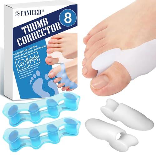 4 pares de endurecedor de dedos del pie, separador de dedos para mujer y hombre, juego de corrector de dedos del pie contra el hallux valgus, prevención de rozaduras y alivio de la presión, para el