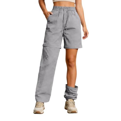 Pantalón de Senderismo Mujer Convertible, Ligero Transpirable Secado Rápido Pantalón Safari Exterior Verano Pantalón de Trabajo Técnico para Trekking
