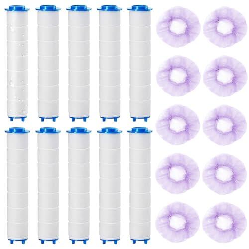 DOVBAN 10 Piezas Filtro De Ducha,Filtro De Ducha Antical,Filtro De Algodón Pp,9.5x2.4cm Cartucho De Filtro De Agua Pp Reemplazable Sedimento,Se Incluyen 10 Gorros De Ducha