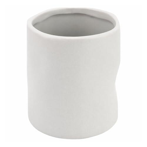 Jean & Len Vaso para cepillos de Dientes de gres Resistente, Ideal también para Pinceles de Maquillaje o como Soporte para bolígrafos, diseño Minimalista en Sutil Tono Beige, 8,3 x 10 cm