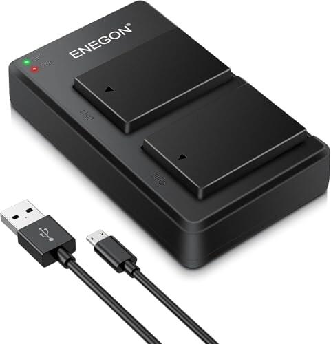 ENEGON Pack de 2 baterías LP-E17 para cámara con Cargador para Canon EOS 200D 77D 750D 760D 800D 8000D, M3, M5, M6, EOS R10, R8, RP, R50, R100, Rebel SL2, T6i, T6s, T7i
