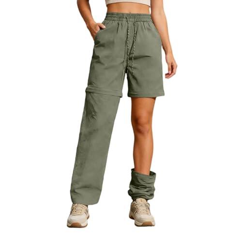 Pantalón de Senderismo Mujer Convertible, Ligero Transpirable Secado Rápido Pantalón Safari Exterior Verano Pantalón de Trabajo Técnico para Trekking