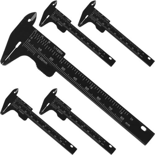 VINTORKY Herramienta de Medición de Cejas de Plástico Negro, Regla Deslizante Fácil de Usar, Calibre Portátil de 80mm 5 Piezas para Precisión en Maquillaje