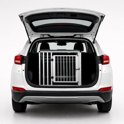 NK Transportín Perro Coche - Jaula para Perro con con Puerta y Cerradura, Ligera y Resistente, Diseño Compacto, Montaje Rápido y Sencillo, Fácil de Limpiar, Espacioso y Cómodo, Tamaño M