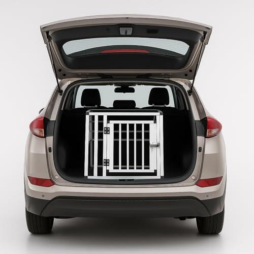 NK Transportín Perro Coche - Jaula para Perro con con Puerta y Cerradura, Ligera y Resistente, Diseño Compacto, Montaje Rápido y Sencillo, Fácil de Limpiar, Espacioso y Cómodo, Tamaño S