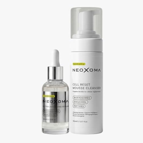 NEOXOMA - Pack Cuidado Facial Exosomas | Serum Facial con Bioexosomas y Bakuchiol + Limpiador Facial | Rutina Facial Completa Limpieza y Tratamiento | Piel Más Luminosa y Uniforme