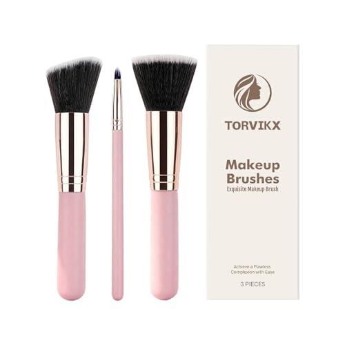 Husoiuy Brochas de Maquillaje Facial,3 Piezas con Cerdas,Brochas cosméticas para base | Base, Corrector, Contorno, Bronceador, Colorete y Difuminado de Polvo