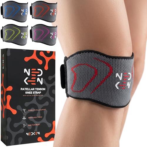 NeDKeN Cinta Rotuliana Rodilla – Rodillera Rotuliana Deportiva, Rodillera Para Menisco Y Ligamentos, Rodillera Para Condromalacia Rotuliana Y Artrosis De Rodilla, Rodilleras Crossfit Gym (Rojo)