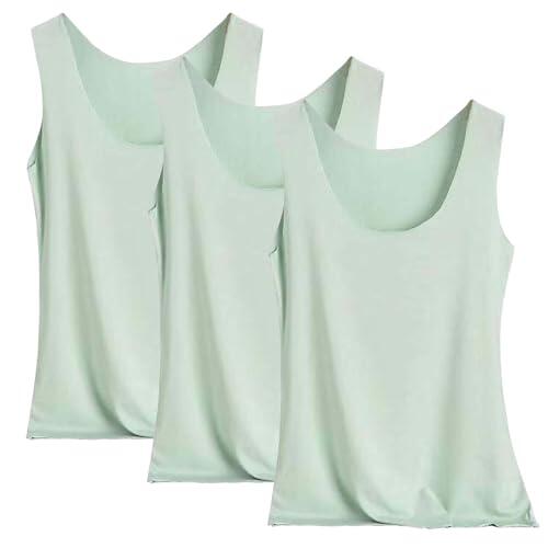 Conjunto de verano de 3 piezas para mujer: chaleco de seda de hielo, camisola y pantalones cortos, ropa casual transpirable para playa, vacaciones y clima cálido, verde, XXL