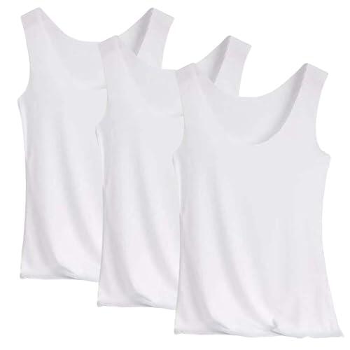 Conjunto de verano de 3 piezas para mujer: chaleco de seda de hielo, camisola y pantalones cortos, ropa casual transpirable para playa, vacaciones y clima cálido, blanco, L