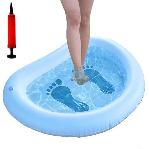 Bañera de pies redonda inflable ligera fabricada con PVC resistente para uso repetido sin daños ni fugas (azul)