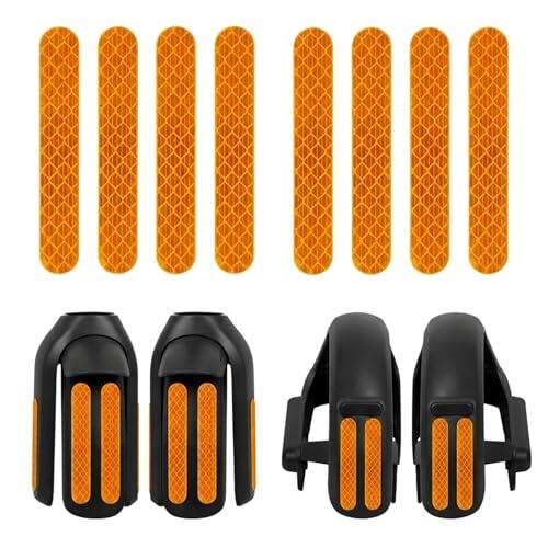 Juego de 8 pegatinas reflectoras para Ninebot Max G30 – Cubierta de rueda delantera y trasera, pegatinas reflectantes para scooter, pegatinas naranjas altamente reflectantes para scooter eléctrico