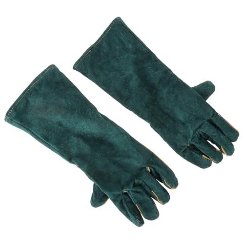 1 Par Guantes Antimordeduras, Guantes para Manipulación de Animales de Cuero Vacuno con Forro de Algodón, 45 cm Protección del Antebrazo y Guantes Anticorte para Gato Perro Aves Reptiles y Jardinería