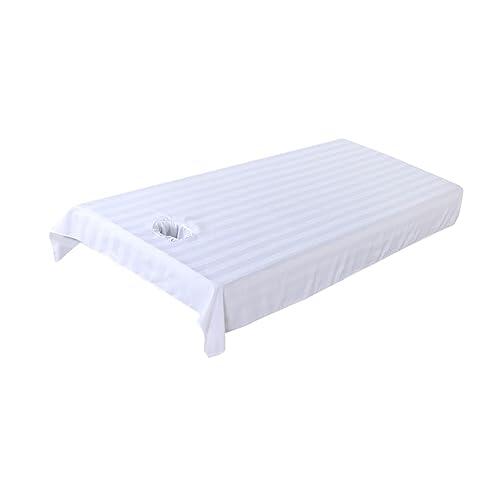 F Fityle Sábana para Cama de Salón de Belleza, Funda para Camilla de Masaje, Poliéster Suave, Transpirable, Impermeable, Accesorios Y Herramientas, Adecuada Pa, Blanco, Individual