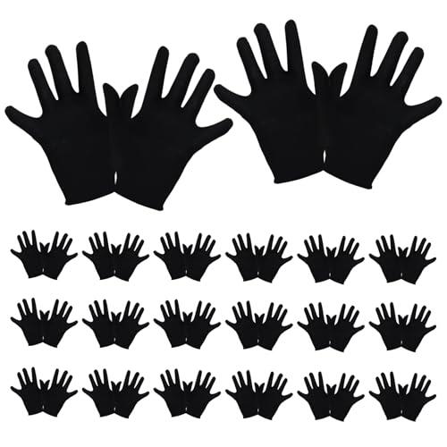 Dmrbiy 40 Piezas (20 Pares) Guantes De Algodón Negro Reutilizables Y Cómodos Guantes De Algodon Para El Cuidado De Las Manos Para Inspección De Joyas