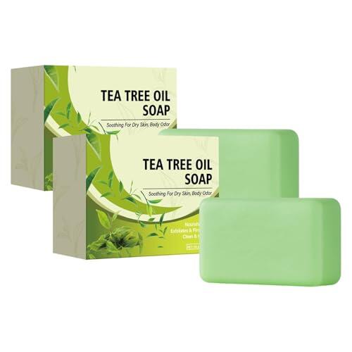 2 jabones antifúngicos, jabón antihongos, jabón de aceite de árbol de té, jabón antihongos con aroma de árbol de té, aroma de árbol de té (01)