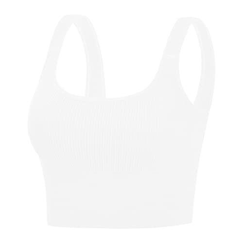 Generisch Sujetador deportivo cómodo sin costuras para mujer, para entrenamiento, actividad, yoga, dormir, con almohadillas extraíbles, Blanco, A