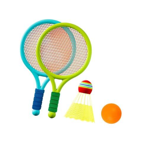 wisoolkic Raquetas de bádminton para niños, Profesionales y Principiantes, para desarrollar la coordinación Ojo-Mano, Juego en Interiores y Exteriores, Juego Deportivo de, Azul y Verde, 39 x 19.5 cm