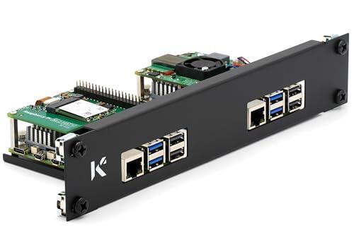 KKSB Panel Rack 1U de 10-Inch (10") para Raspberry Pi – Admite 2 Boards, Compatible con Hats y Official Raspberry Pi Cooler