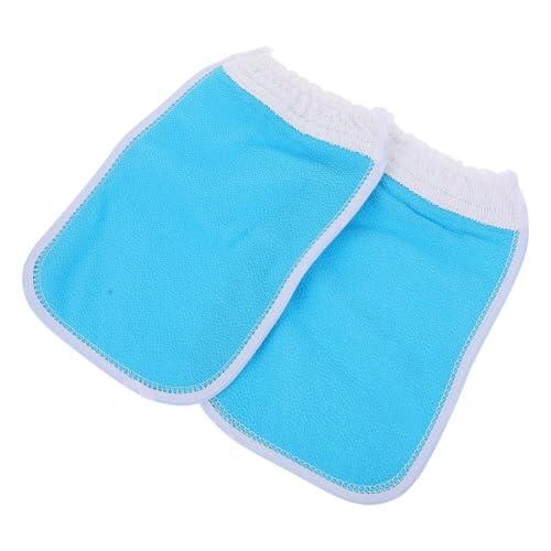SOESFOUFU Guantes Exfoliantes de Baño 2 Piezas de Plástico Azul, Ligeros y Estimulantes Circulación, Ideales para Viajar y Uso en Camping