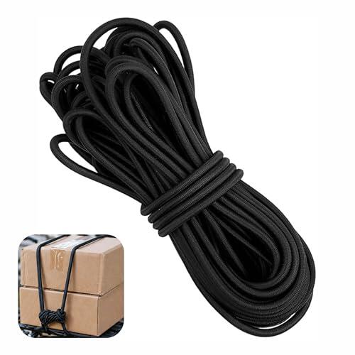 Cuerda Elástica 4mm x 10m Negra, Cuerda de Goma Resistente