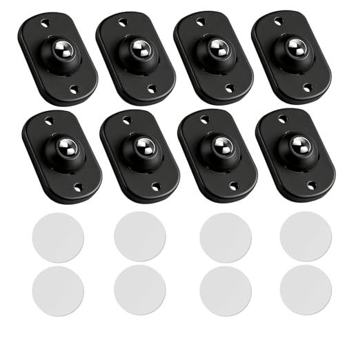 NYVOR 8 ruedas de bolas pequeñas, color negro, autoadhesivas, giratorias 360°, ruedas universales ligeras, resistentes para electrodomésticos de cocina, muebles, cajas de almacenamiento, proyectos de