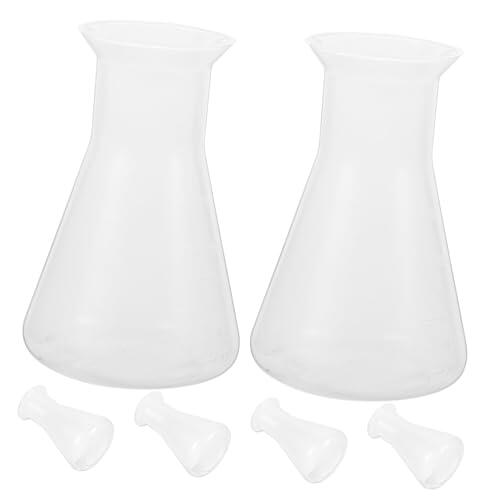 Matraz Erlenmeyer de Plástico 100 Ml sin Tapa, Juego de 6 Matraces Cónicos Graduados Cuello Estrecho para Laboratorio y Experimentos Científicos
