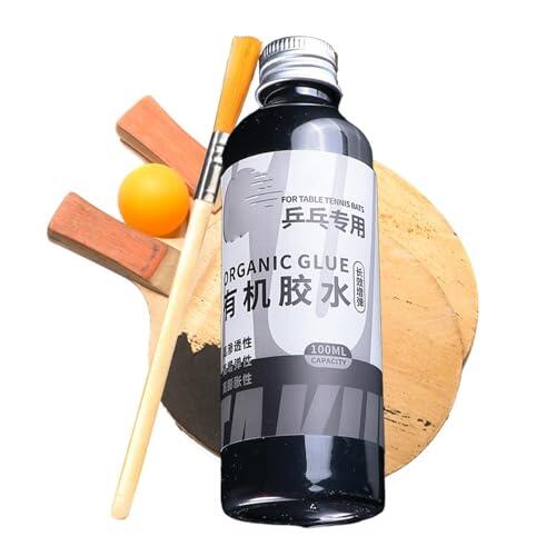 Generisch Pegamento para raqueta de tenis de mesa, 100 ml, adhesivo de goma orgánica, líquido de secado rápido, 0,35 kg, encuadernación profesional con cepillo para reparación y reparación de