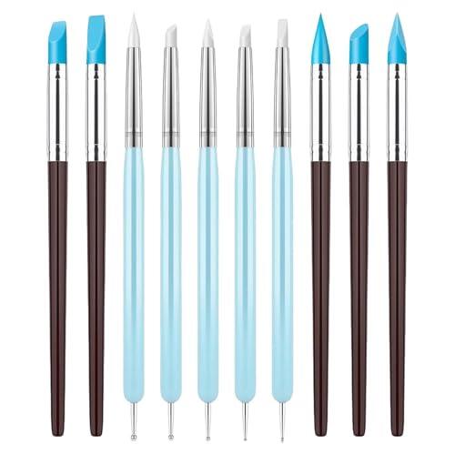 Generico Herramientas para escultura de arcilla de 10 piezas – Kit cortador para cerámica de silicona, pinceles para artistas | para modelar el estilo de dibujo de la mezcla de uñas artesanales |