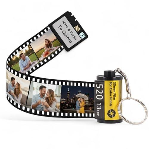Llavero carrete de fotos personalizado. Llavero personalizado 10 fotos y texto. Regalos originales para mujer y hombre. Regalo aniversario pareja. Llaveros para parejas. Día de la Madre. San Valentín