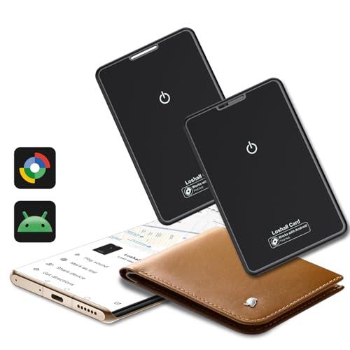 2026 Nuevo Bluetooth 5.4 (sólo Android) Wallet Smart Tracker Card 2 Pack 2.5mm, 6 Años Batería, IP68 Impermeable, Tracker Localizador Bluetooth con Google Find Hub para Cartera/Maleta/Pasaporte, Negro
