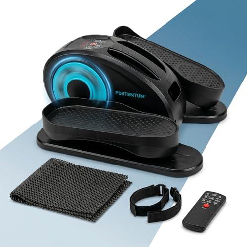 PORTENTUM Mini eliptica electrica con Esterilla y cinchas – Nuevo tamaño 2026 - Pedales estaticos Personas Mayores automático y Manual con 12 velocidades – Pedaleador electrico Motor silencioso