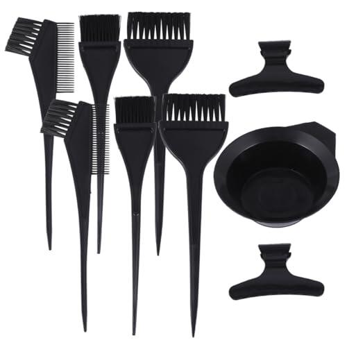 Lurrose Kit de Tinte Cabello de 9 Piezas Cepillo, Cuenco y Pinzas de Plástico Negro, Fácil de Limpiar y Pulido para Uso Profesional en Salones