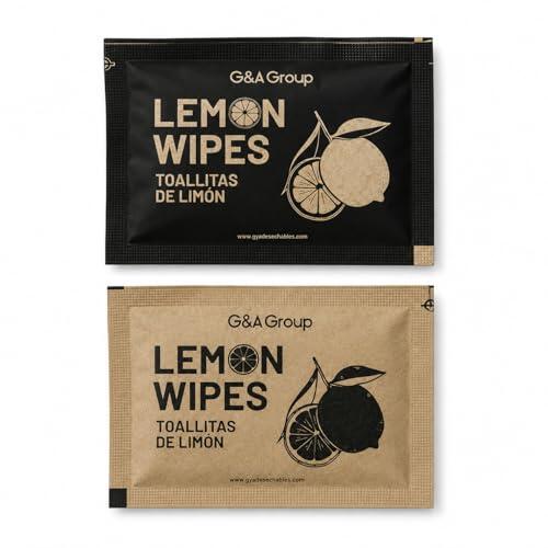 G&A GROUP - Toallitas Aroma limón Individuales | 17 x 13 cm | Pack 500 Unidades | Tejido no Tejido Suave | Sobres Individuales | Higiene y Limpieza práctica
