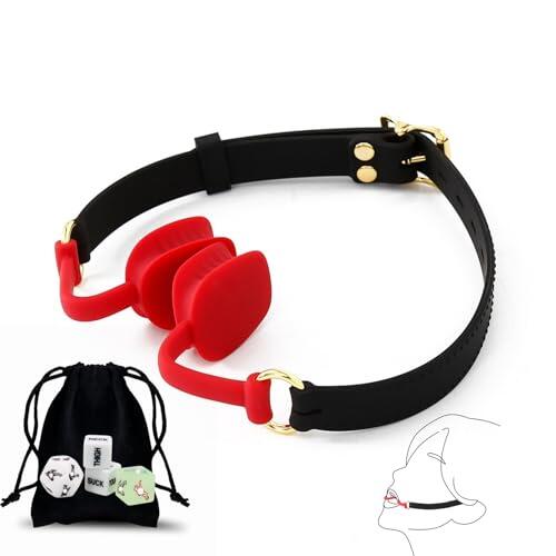 Accesorios de cuero ajustables para ejercicios con 4 complementos para juegos en el dormitorio - eshlH009 (A-Rojo)