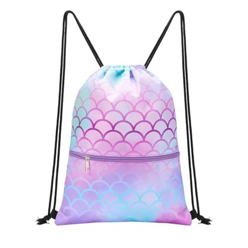 Shyllin Mochila Piscina Niño Impermeable con Bolsillo Cremallera, Mochila Infantil para Deporte, Playa y Colegio, Bolsa Piscina Niño Ligera para Niña y Niño (La Sirena)