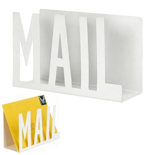 Buzón de Metal Blanco para Escritorio Organizador de Cartas y Documentos Diseño Mail Porta Correspondencia Compacto para Oficina y Hogar Elegante y Funcional
