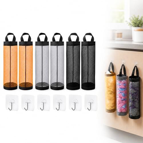 XiDeShop Set de 6 Soportes Colgantes para Bolsas de Plástico - Dispensador Organizador de Basura, Ganchos Reutilizables, Ideal para Cocina Hogar Almacenamiento