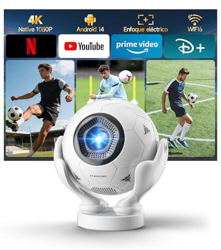 Magcubic Mini Proyector 4K 1080P Nativo & 400 ANSI Lumen, Android 14, WiFi 6 BT 5.4,Proyector Portátil Rotación 180°, Enfoque Electrico, HDMI USB, Cine en Casa Exterior Camping, WM 2026