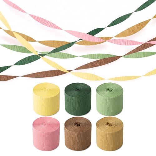 6 Rollos de Papel Crepé, 4,5 cm x 25 m, Decoración Colorida para Fiestas, Boda, Cumpleaños, Jardín, Baby Shower, Guardería y Decoración de Primavera