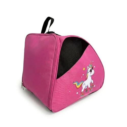 DOJA Barcelona Bolsa para Patines para Niños - Rosa Unicornio - Correa Ajustable y Acolchada, Mochila Patines, Buena Capacidad para Equipamiento y Calcetines, Bolsa Niña y Niño, Material Resistente