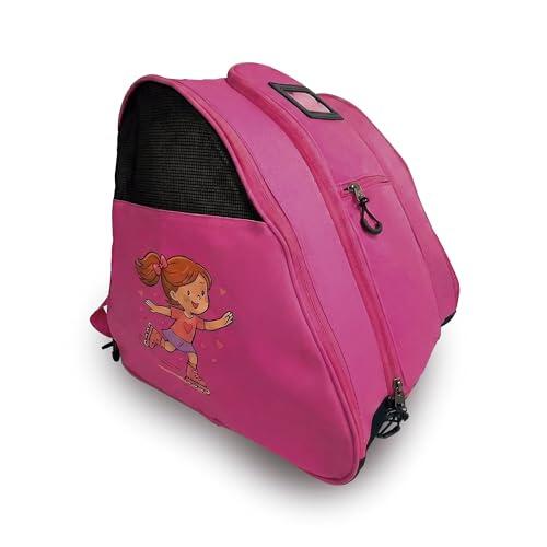 DOJA Barcelona Bolsa para Patines para Niños - Rosa - Correa Ajustable y Acolchada - Mochila Patines con Buena Capacidad para Llevar Accesorios - Bolsa Niño, Material Resistente y Ligero