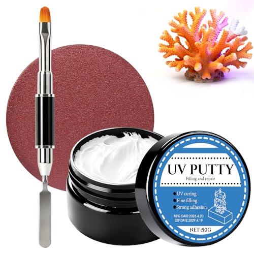 WEILAOK Masilla De Curado por Luz Uv, 50g Resina Uv Putty Resina Sólida, Masilla para Manualidades 3d,Modelado, Reparaciones, Rellena Huecos y Agujeros, Secado Rápido y Coloreable